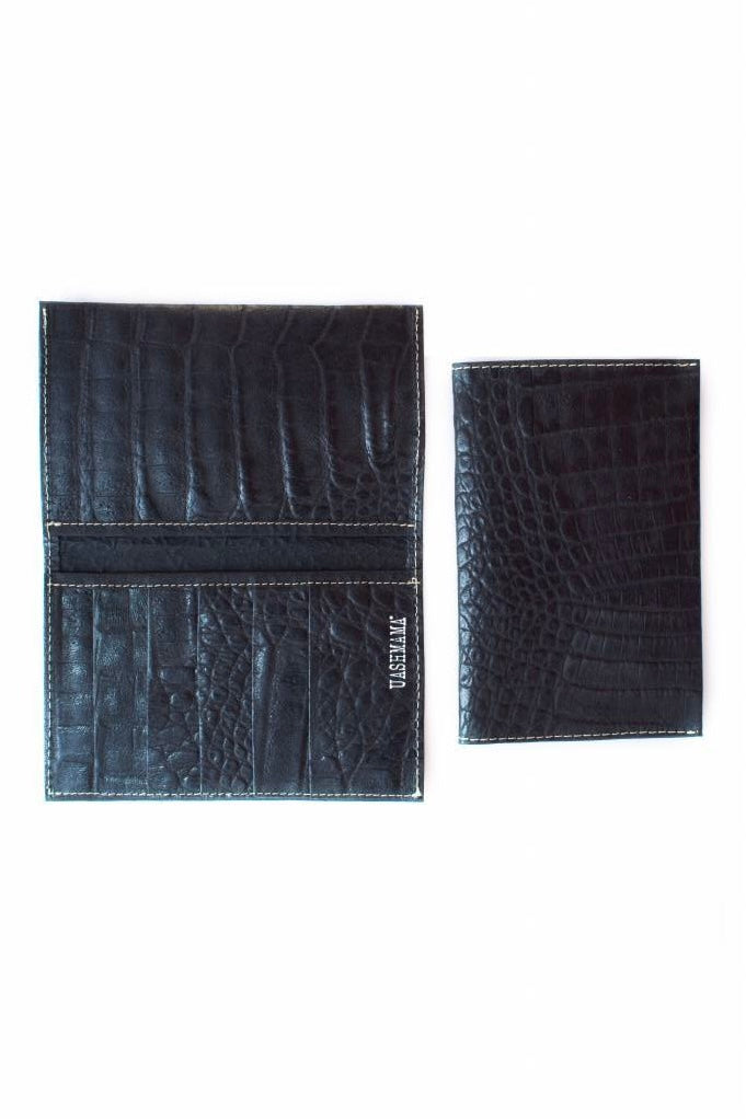 Wallet large black croco paper - rare