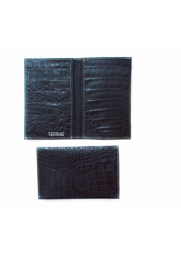 Wallet large black croco paper - rare