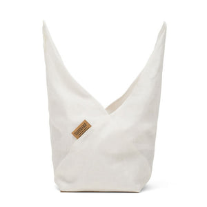 white fiocco bag open